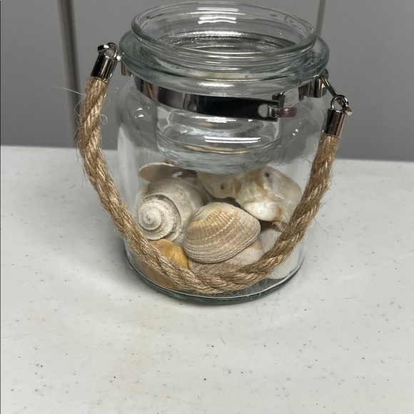 Glass Jar with Seashells Topped-with candle holder - Picture 2 of 6